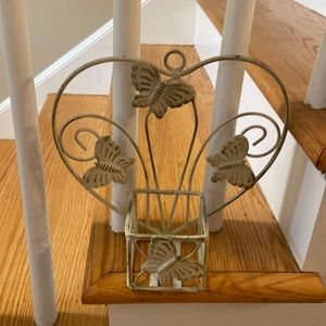Wrought iron shabby chic wall sconce and candle holder
